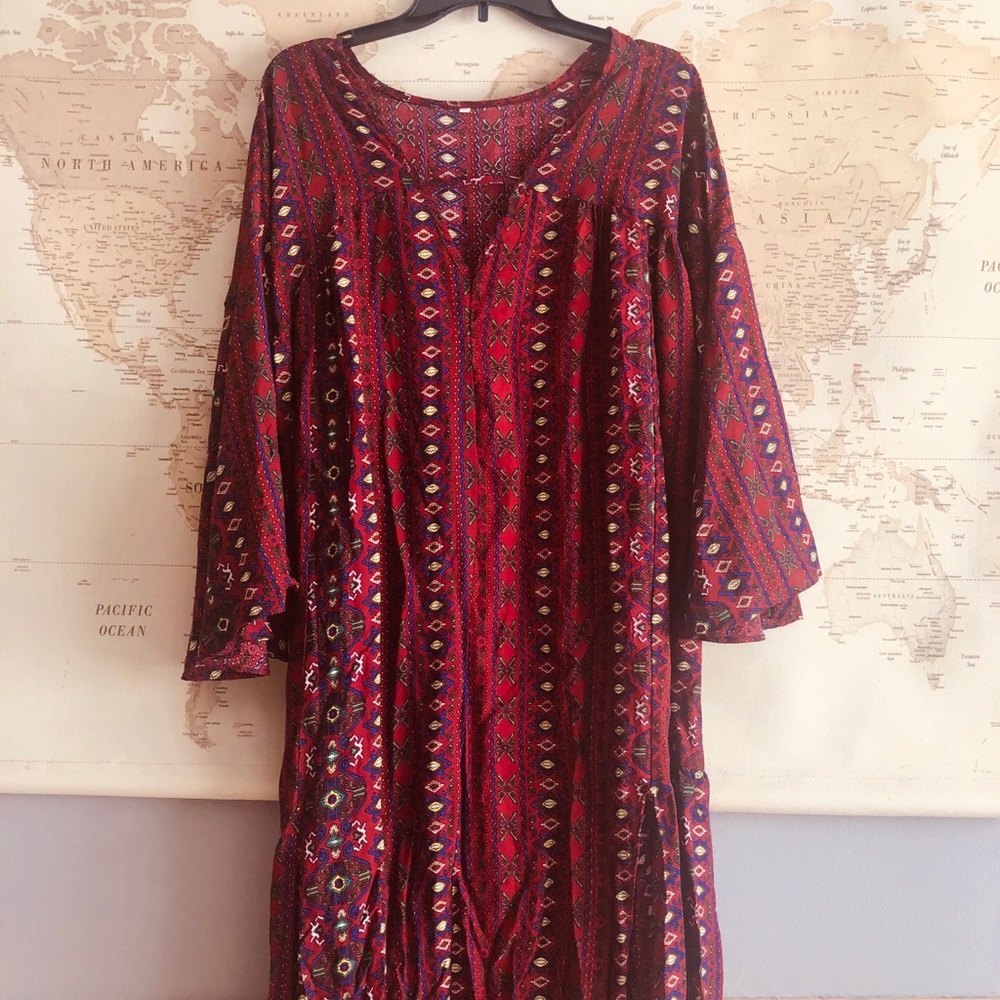 Tribal maxi dress, hardy ever worn it!
